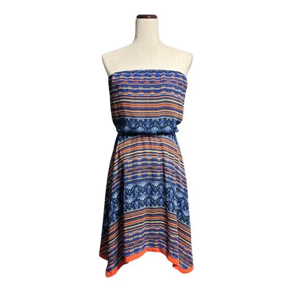 Maeve Dresses & Skirts - Maeve Blue and Orange Asymmetrical Strapless Sundress Size Medium JJ07000